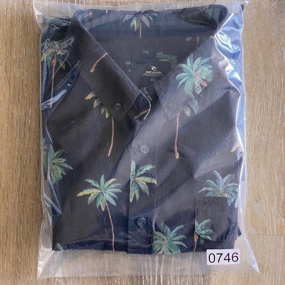Rip CURL Palm Trees Short Sleeve Collared Shirt Men 2XL - Picture 6 of 6